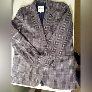 Madewell Women's Plaid Blazer - Taupe and Navy